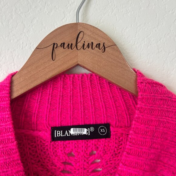 BLANKNYC Sweater Womens XS Hot Pink Mock Neck Knit Bellamy Top - Picture 8 of 8